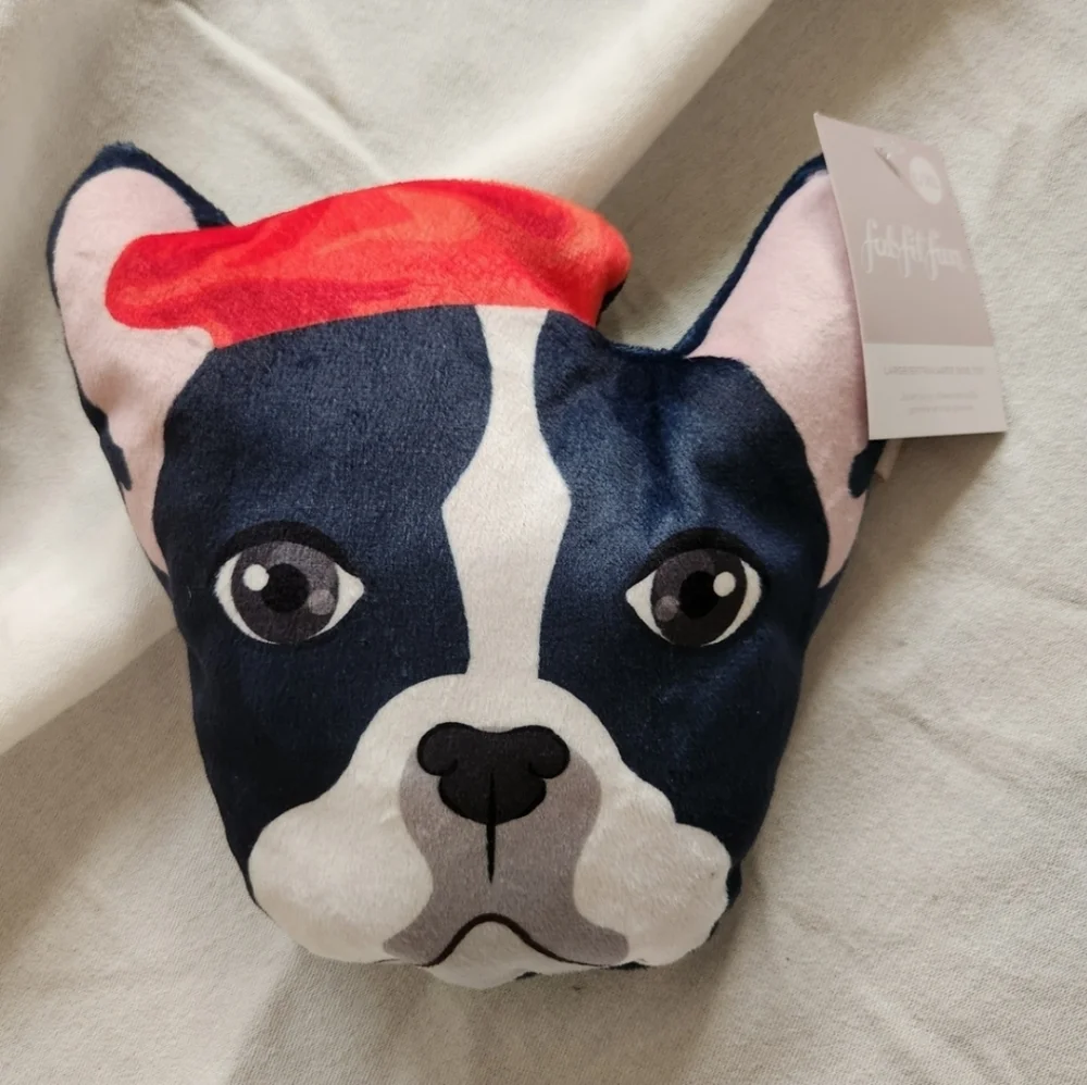 French Bulldog Plush Dog Toy Red Beret FabFitFun NWT Gift for Dog Lovers